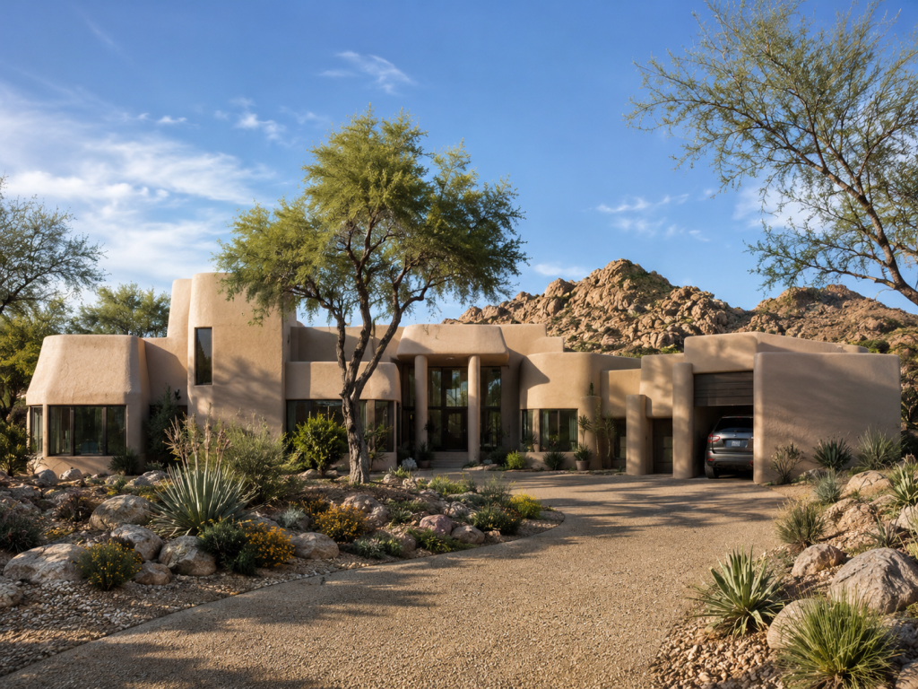 Sculptural House in Phoenix, AZ- Front Elevation