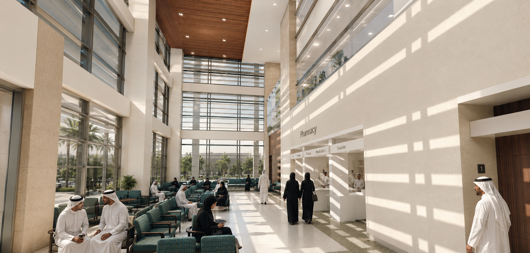 Commercial Portfolio New Emergency Hospital- Main Lobby- Arab Countries | Cunningham Group Architects