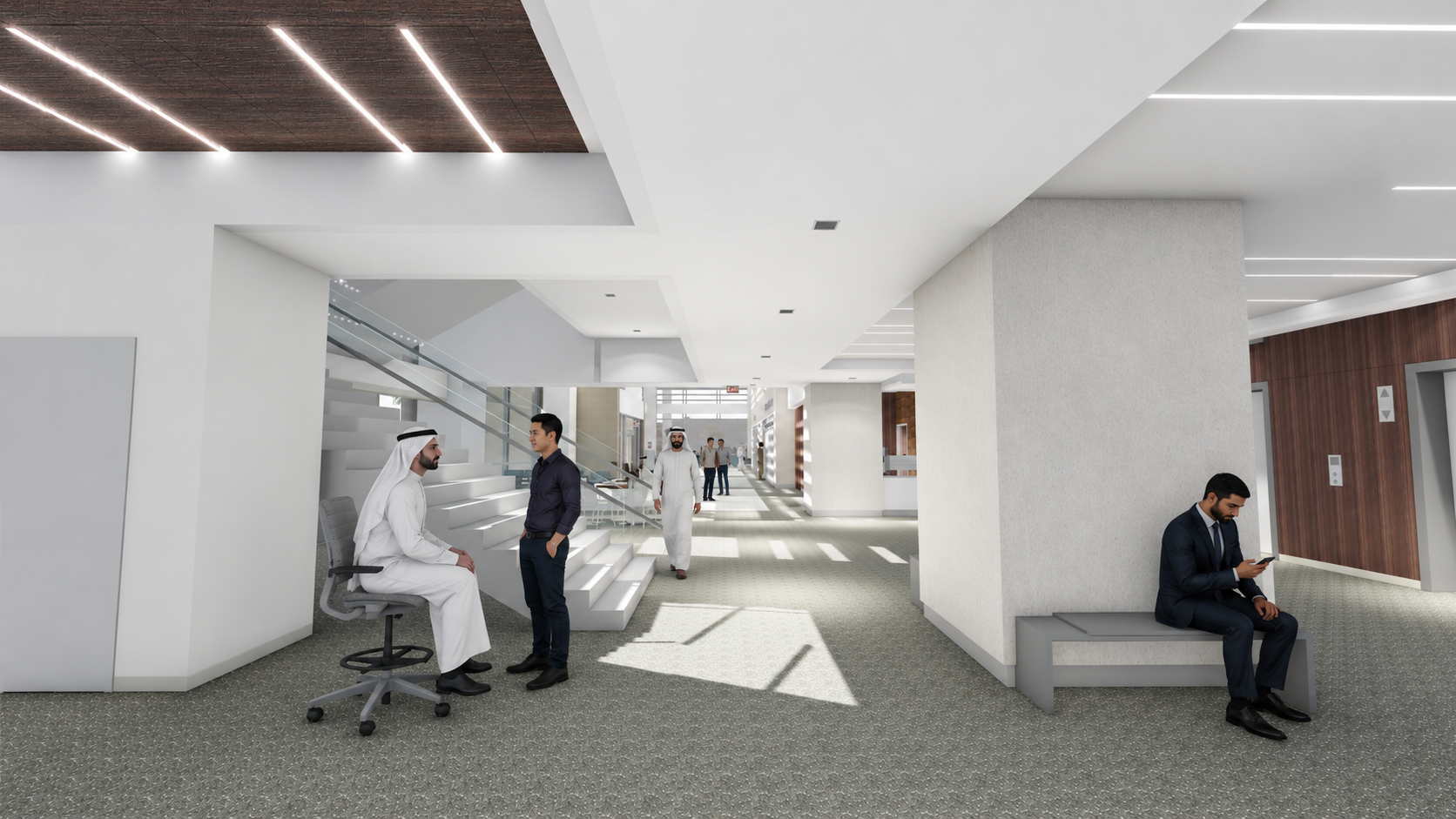 Commercial Portfolio New Emergency Hospital Elevator Lobby, Arab Countries | Cuningham Group Architects