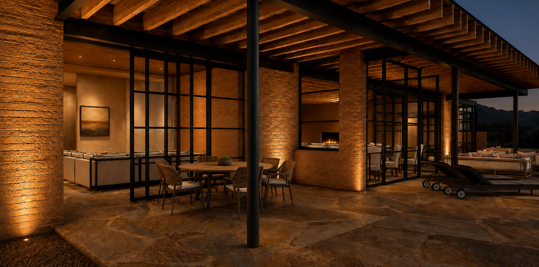 House of Brick and Glass in the Santa Fe Hills- Den